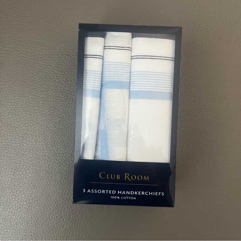 Blue striped Club Room pack of handkerchiefs